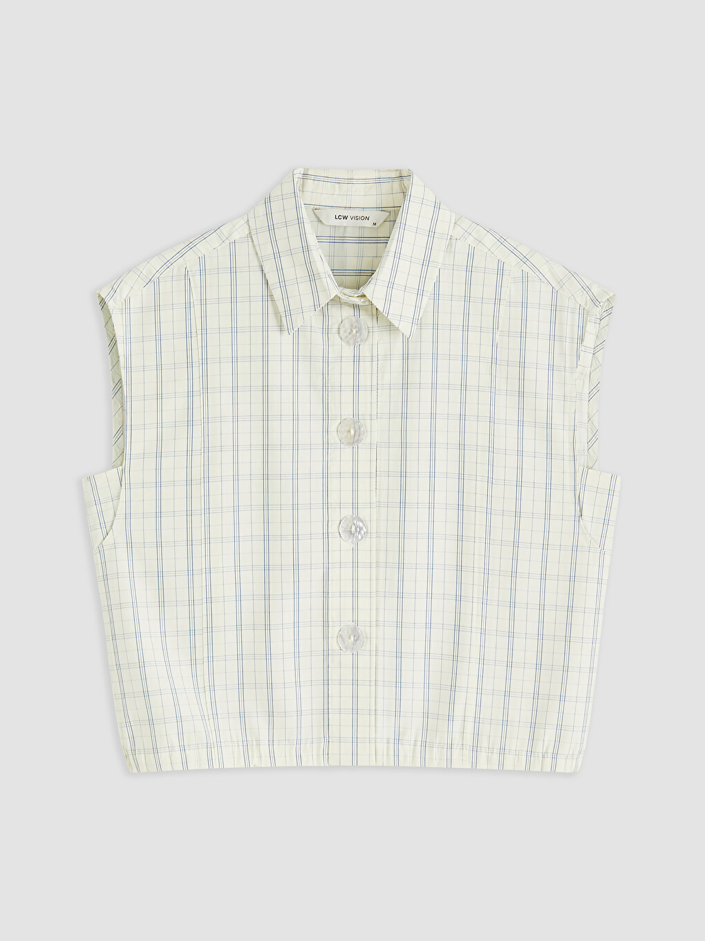 Mavi Ekose Oversize %100 Pamuklu Bluz