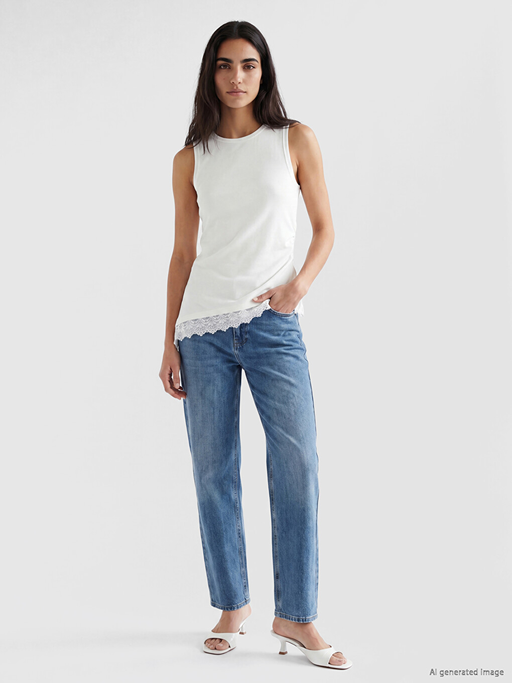 Crew Neck Lace Detailed Blouse-1