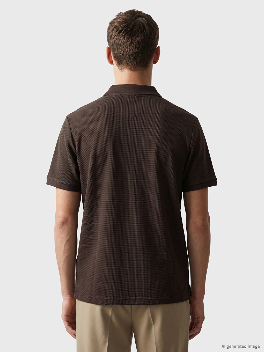 Kahverengi Polo Yaka Erkek Tişört-3