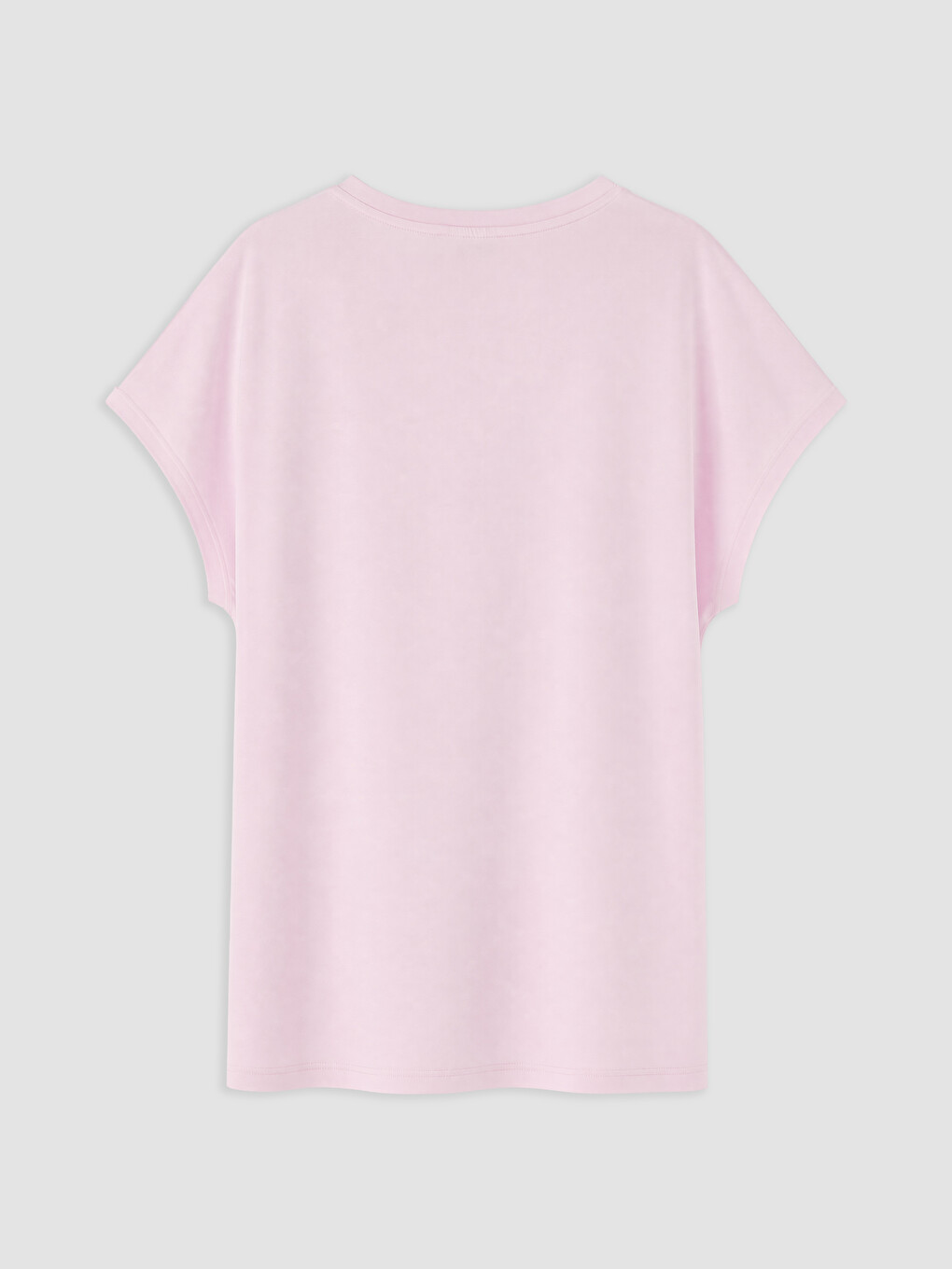 Pembe Büyük Beden %100 Pamuklu Nakışlı Kadın Tişört-1