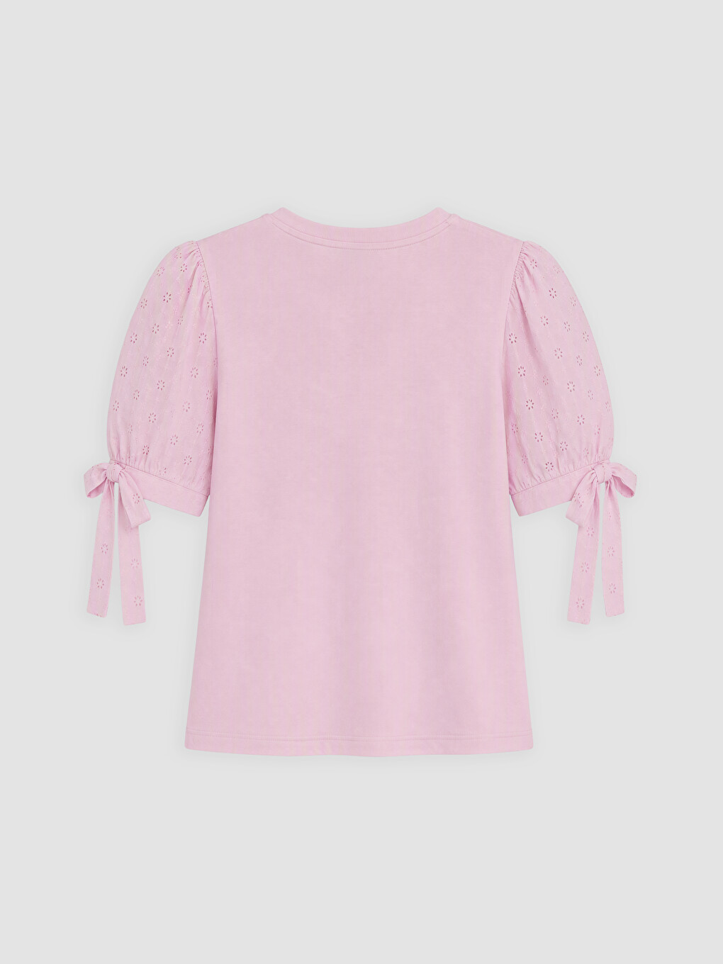 Pembe Brode Kollu Bağcık Detaylı Bluz-3