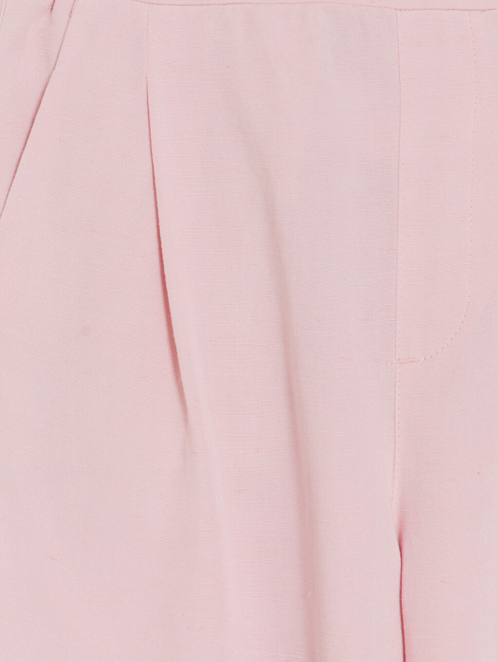 Pembe Keten Karışımlı Pileli Kadın Pantolon-2
