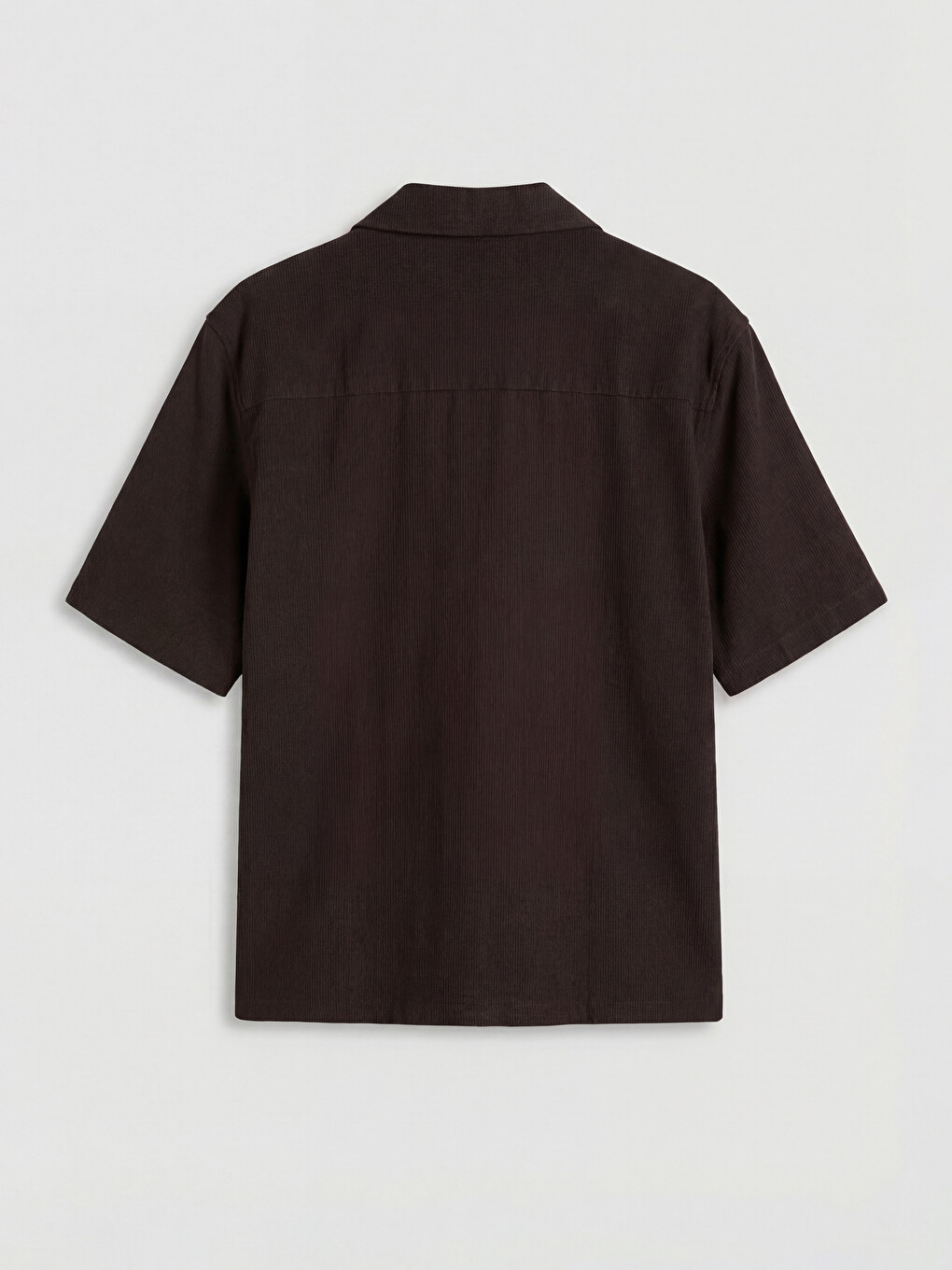 Kahverengi Resort Yaka Kısa Kollu Erkek Gömlek-5