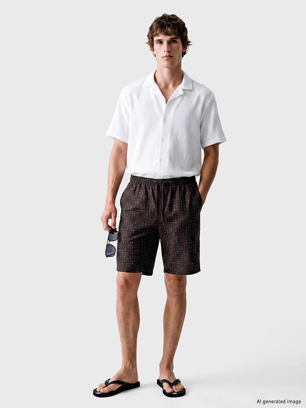 Knee Length Patterned Men's Swimming Shorts