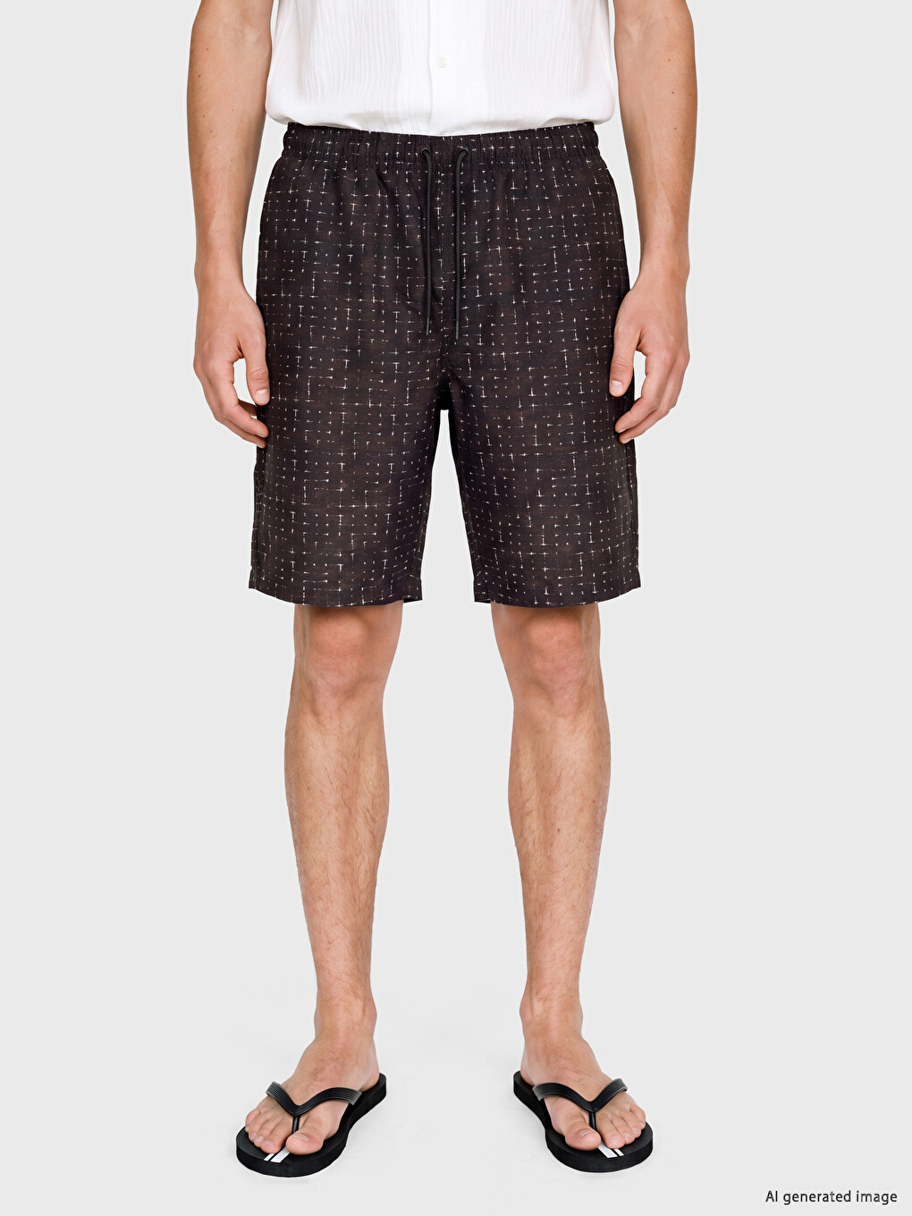 Knee Length Patterned Men's Swimming Shorts-1