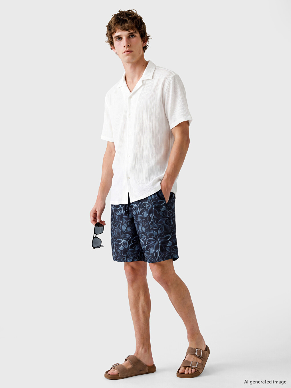 Knee Length Patterned Men's Swimming Shorts