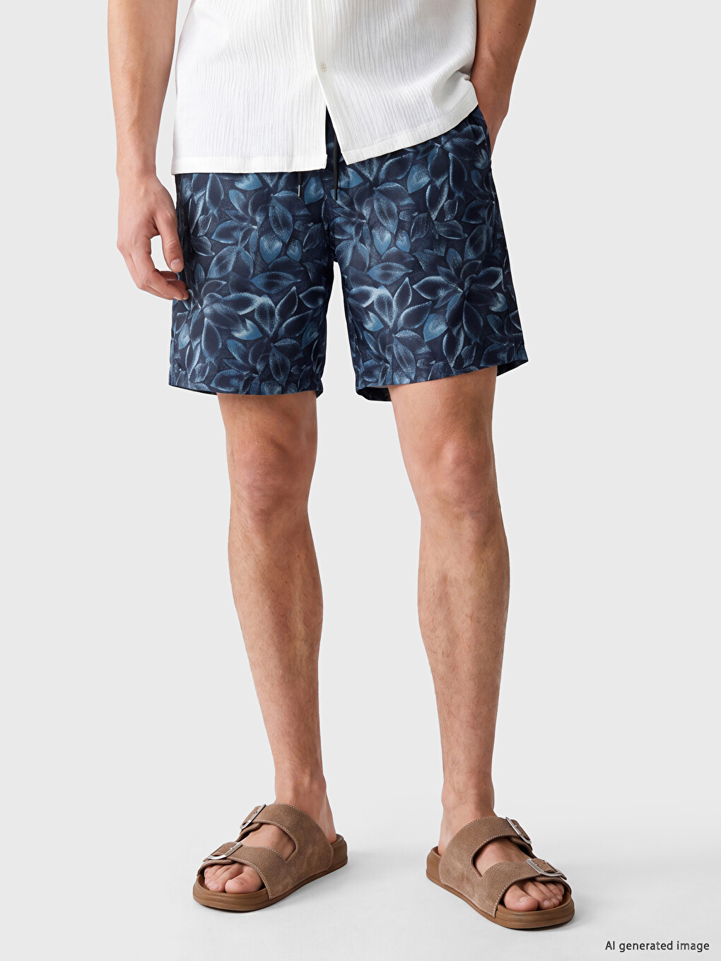 Knee Length Patterned Men's Swimming Shorts-1