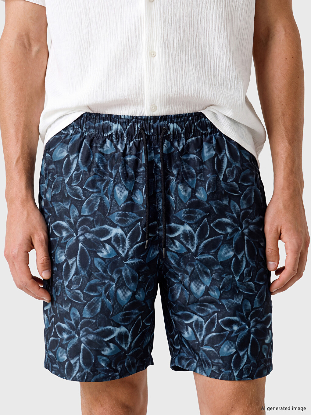 Knee Length Patterned Men's Swimming Shorts-2