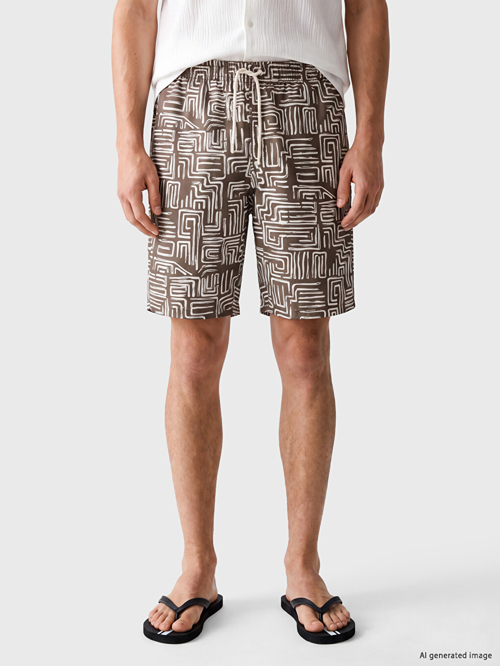 Patterned Men's Swimming Shorts-1