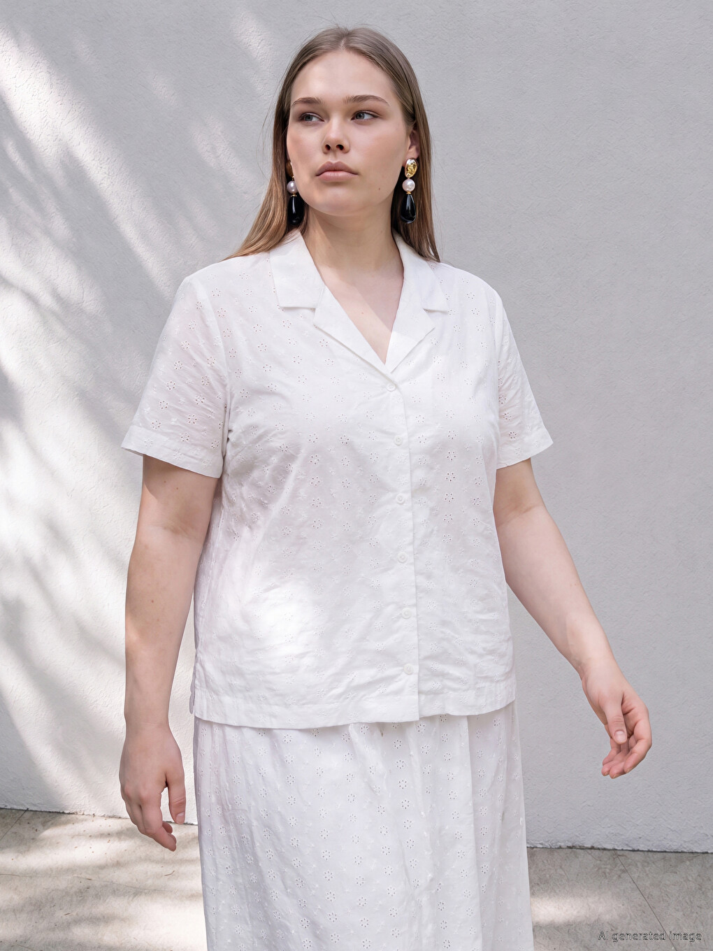 Këmishë Broderie Madhësi Plus Për Gra