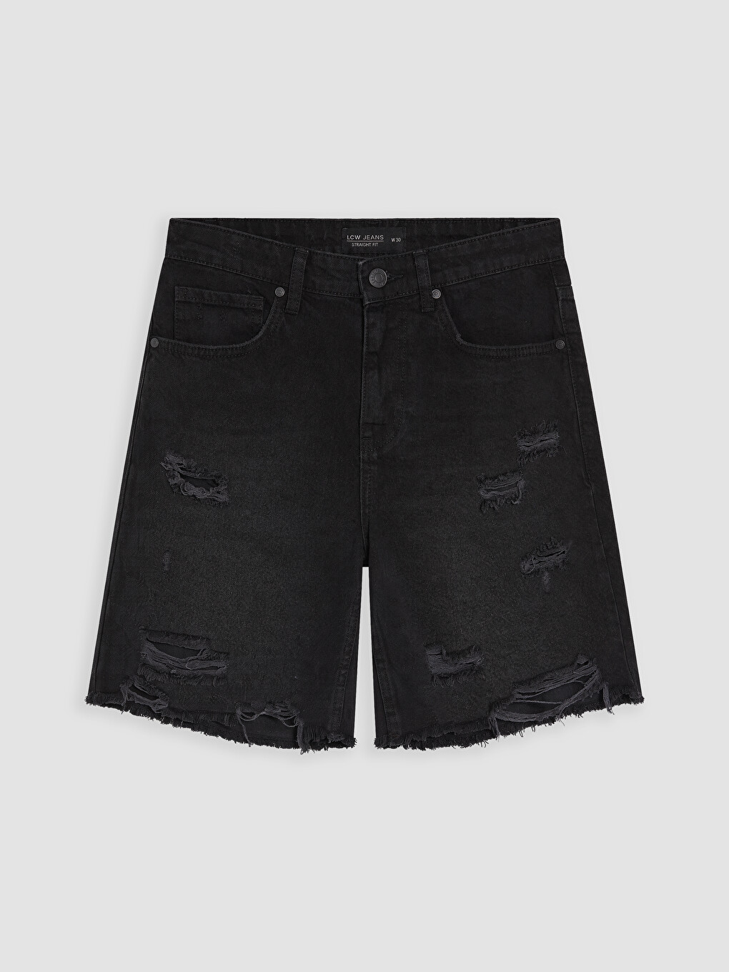 Siyah Regular Fit Erkek Jean Şort