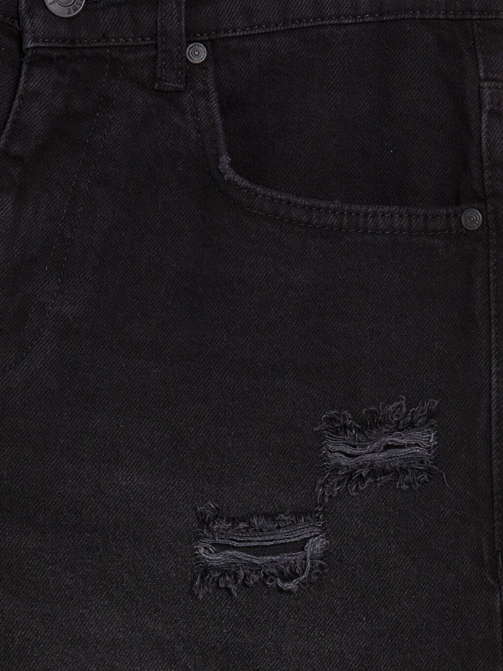 Siyah Regular Fit Erkek Jean Şort-1