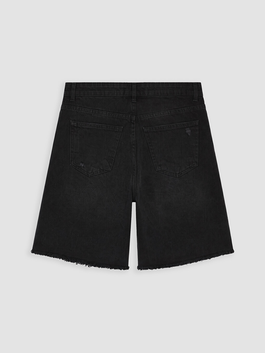 Siyah Regular Fit Erkek Jean Şort-2