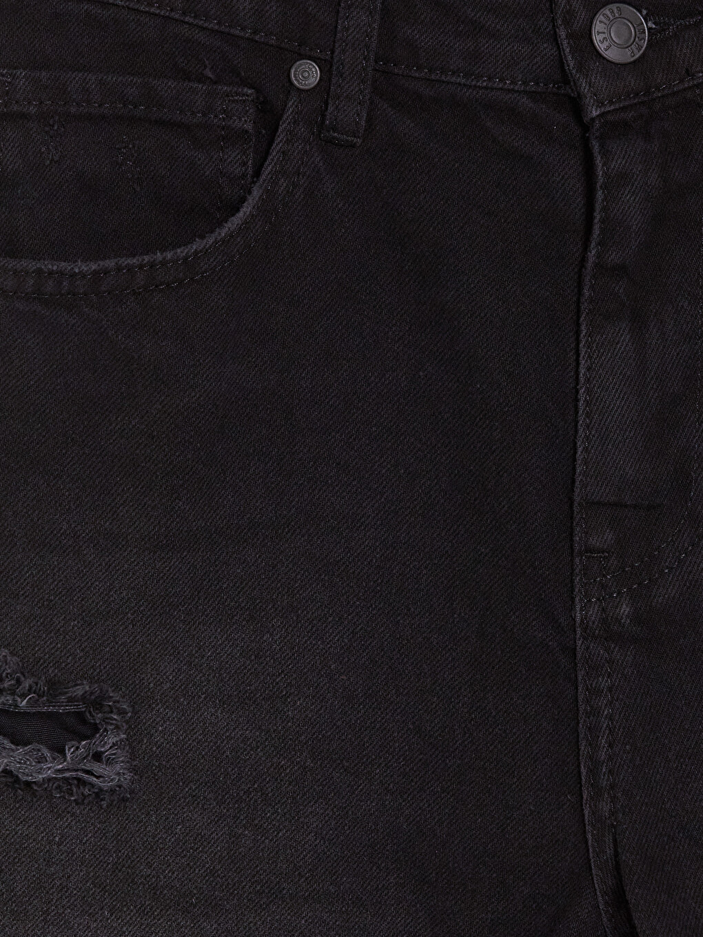 Siyah Regular Fit Erkek Jean Şort-3