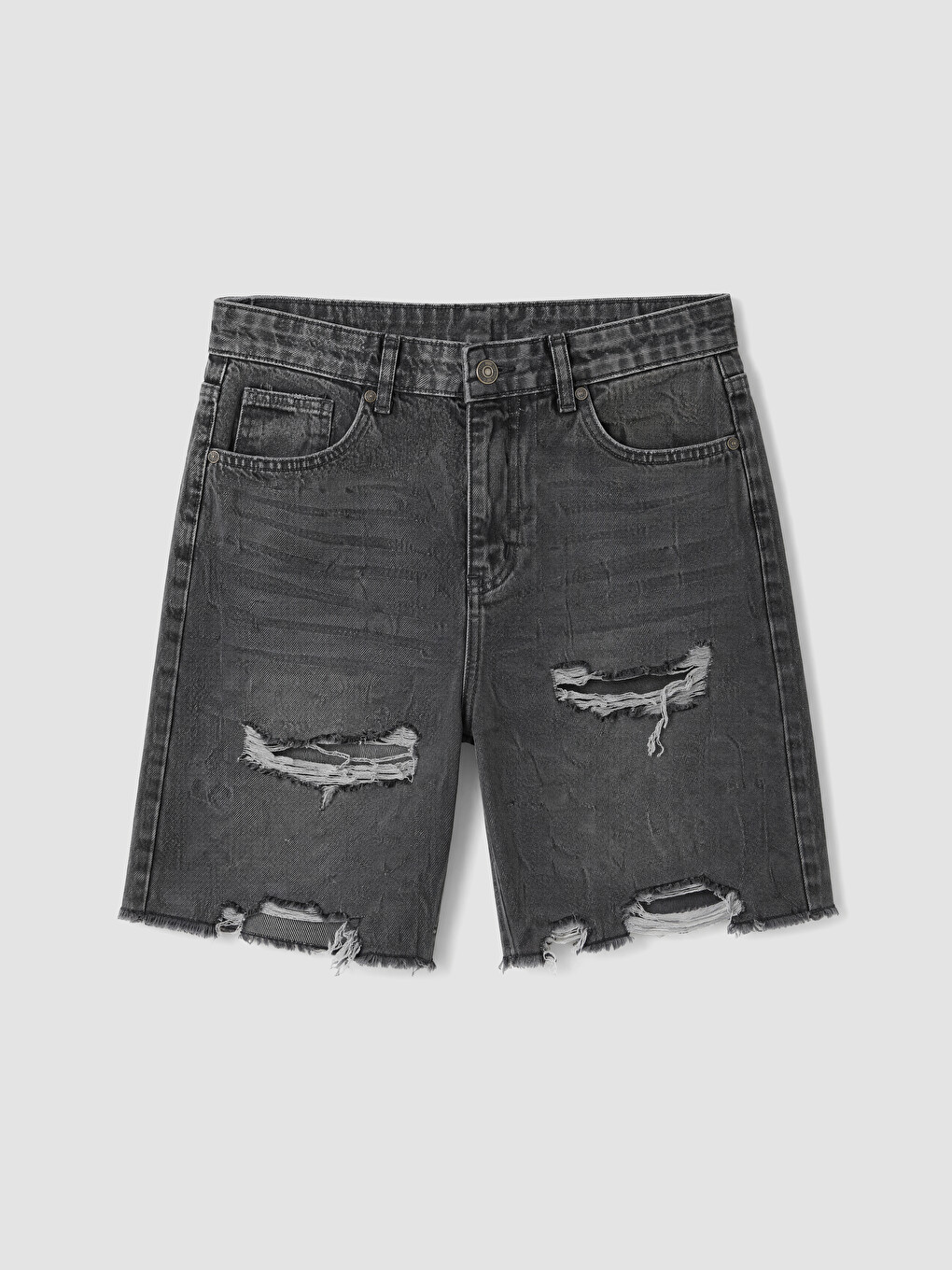 Antrasit Regular Fit Erkek Jean Şort