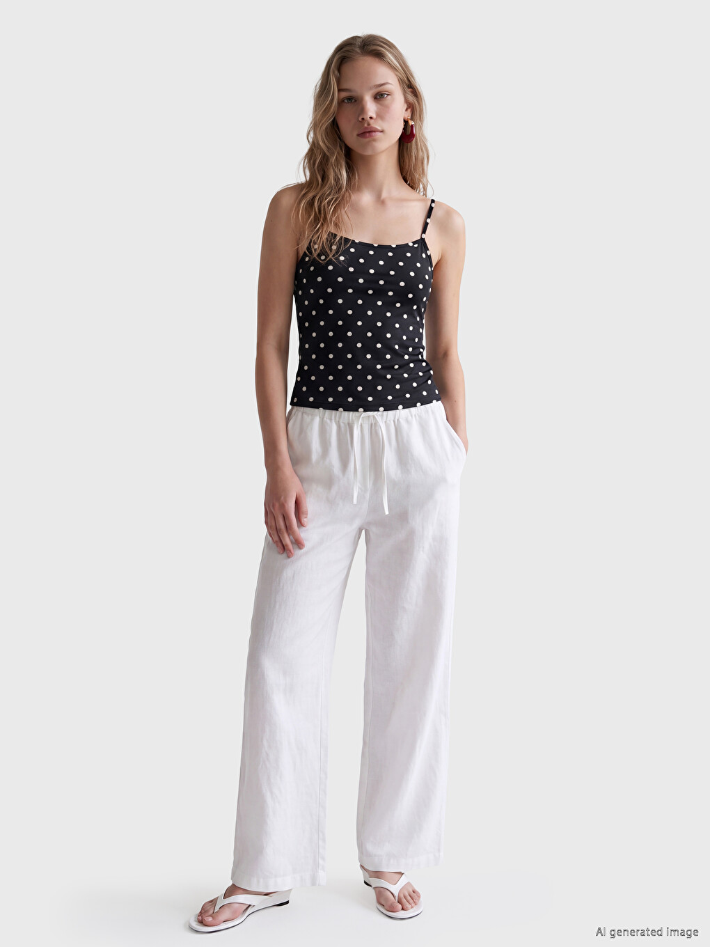 Square Neck Polka Dot Strappy Women's Tank Top-1
