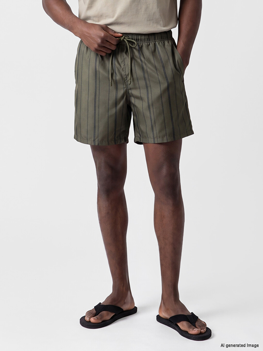 Short Striped Men's Swimming Shorts-1
