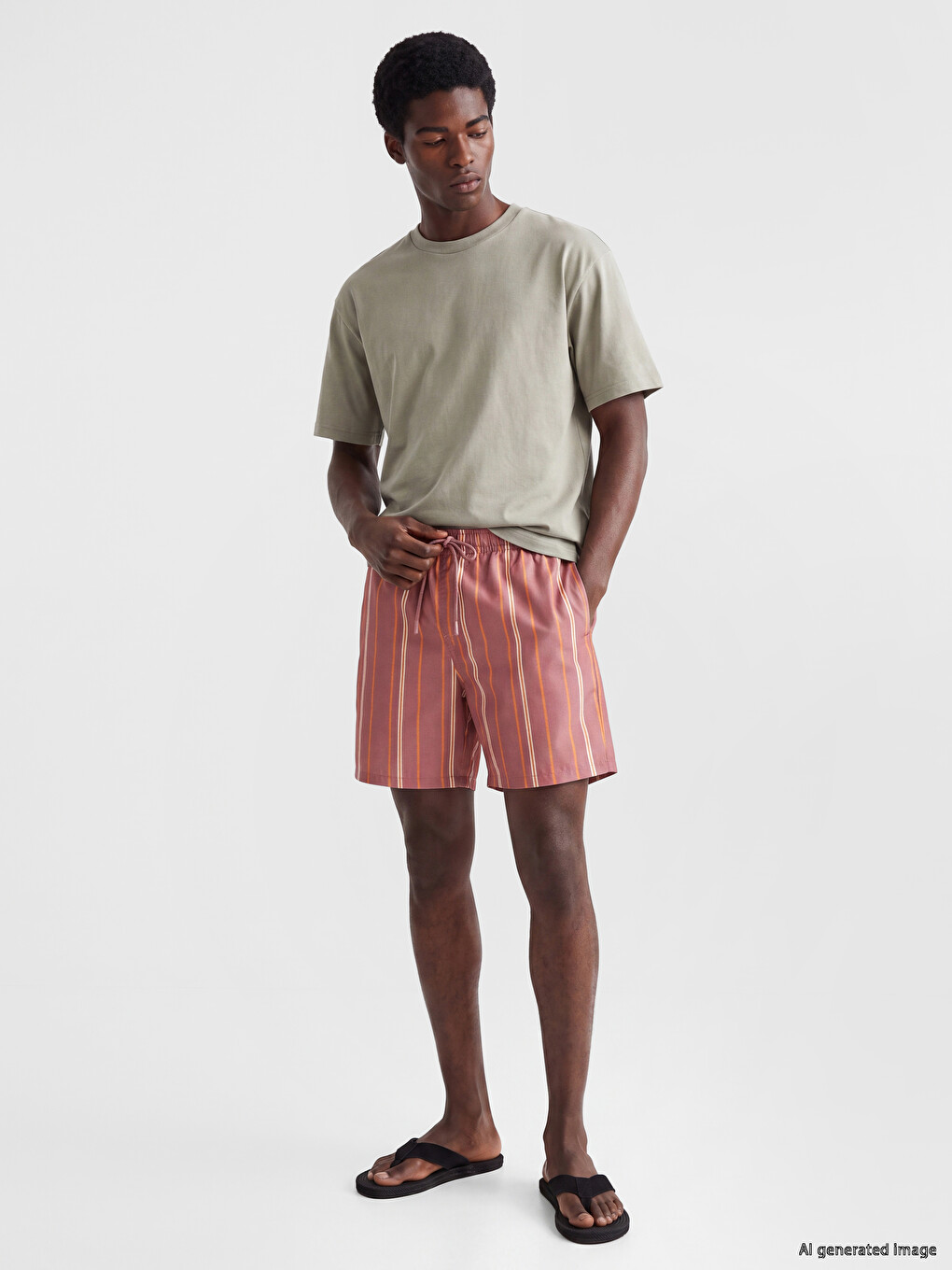 Short Striped Men's Swimming Shorts-1