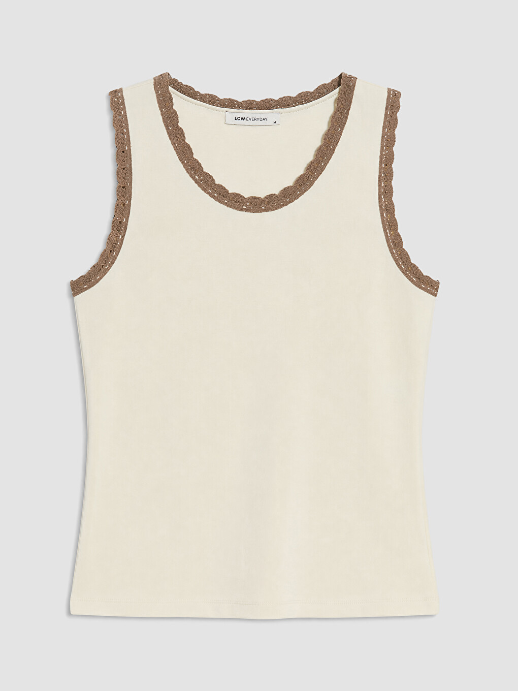 Crew Neck Lace Detailed Women's Tank Top-4