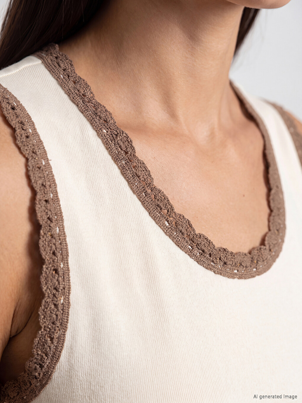 Crew Neck Lace Detailed Women's Tank Top-2