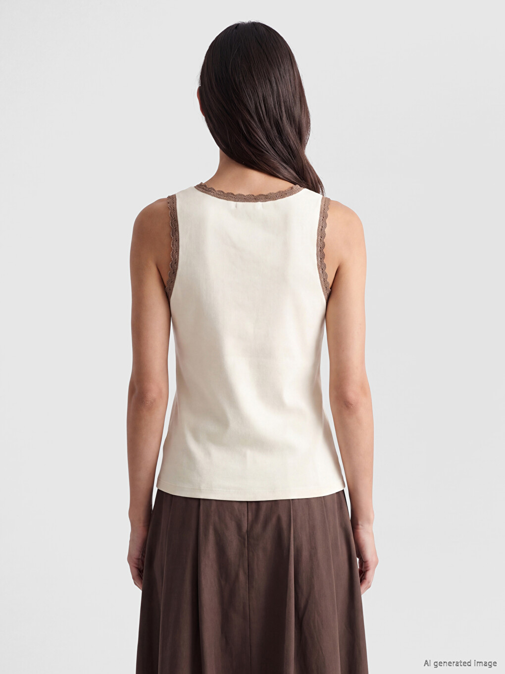 Crew Neck Lace Detailed Women's Tank Top-3