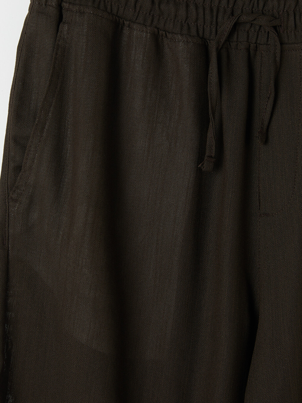 Kahverengi Relax Fit Keten Karışımlı Erkek Pantolon-6