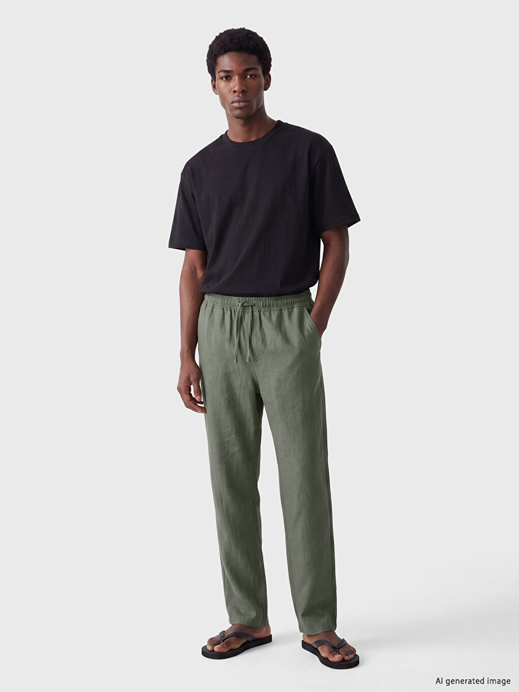 Relax Fit Linen Blend Men's Trousers