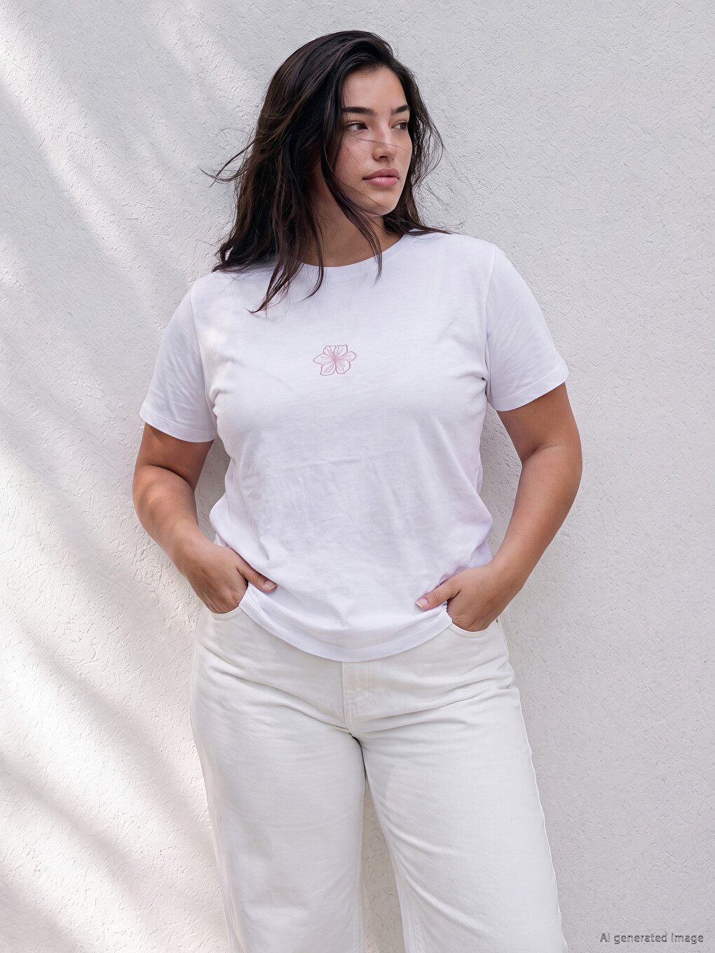Tricou Din 100% Bumbac Pentru Femei Cu Broderie Cu Flori