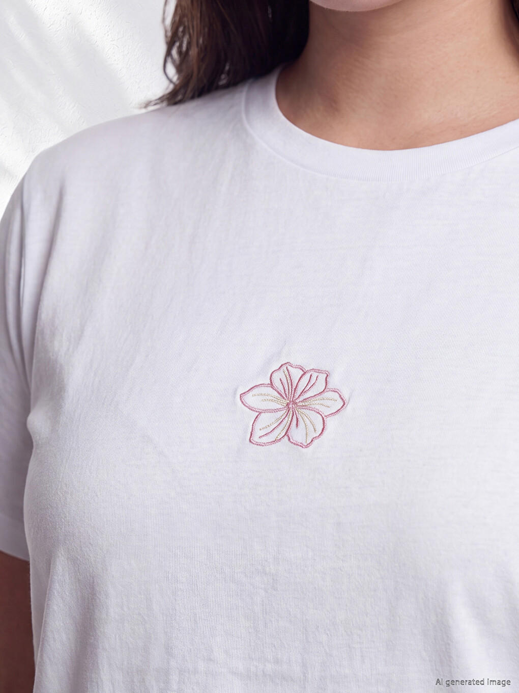 Tricou Din 100% Bumbac Pentru Femei Cu Broderie Cu Flori-2
