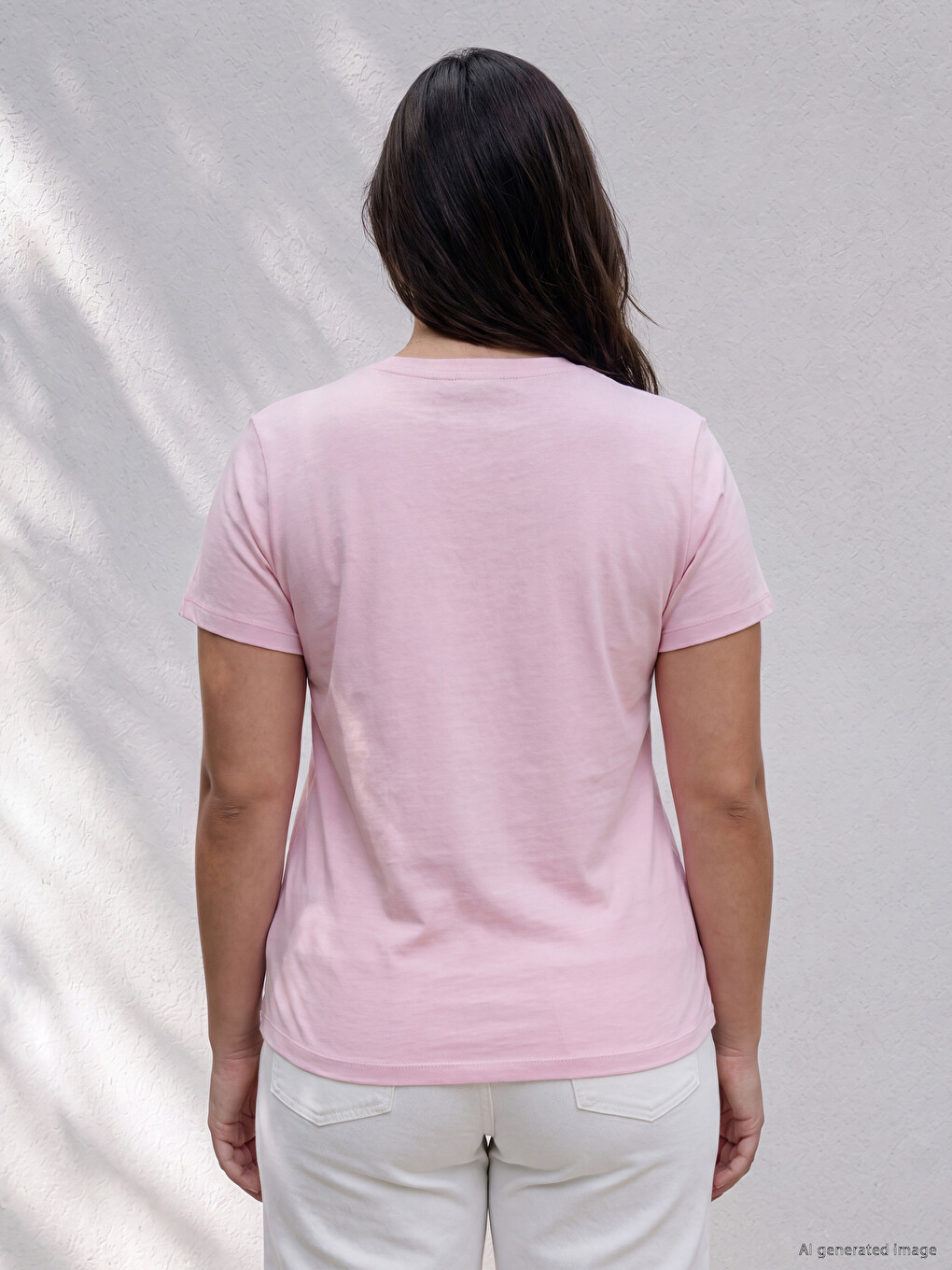 Flower Embroidered 100% Cotton Women's T-shirt-3
