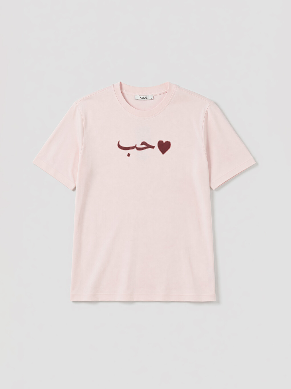 Pembe Baskılı %100 Pamuklu Kadın Tişört-4