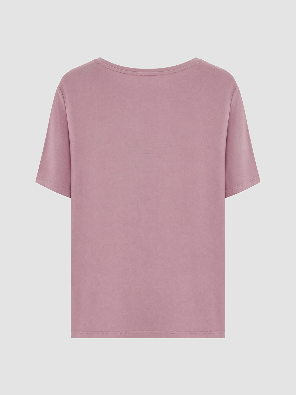Pembe V Yaka Kadın Tişört-2