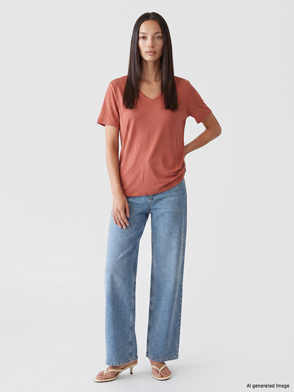 V Neck Women's T-shirt-1
