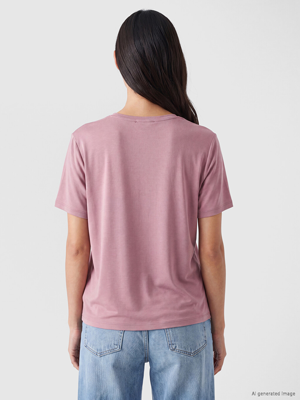 Tricou Basic Cu Decolteu În V Pentru Femei-3