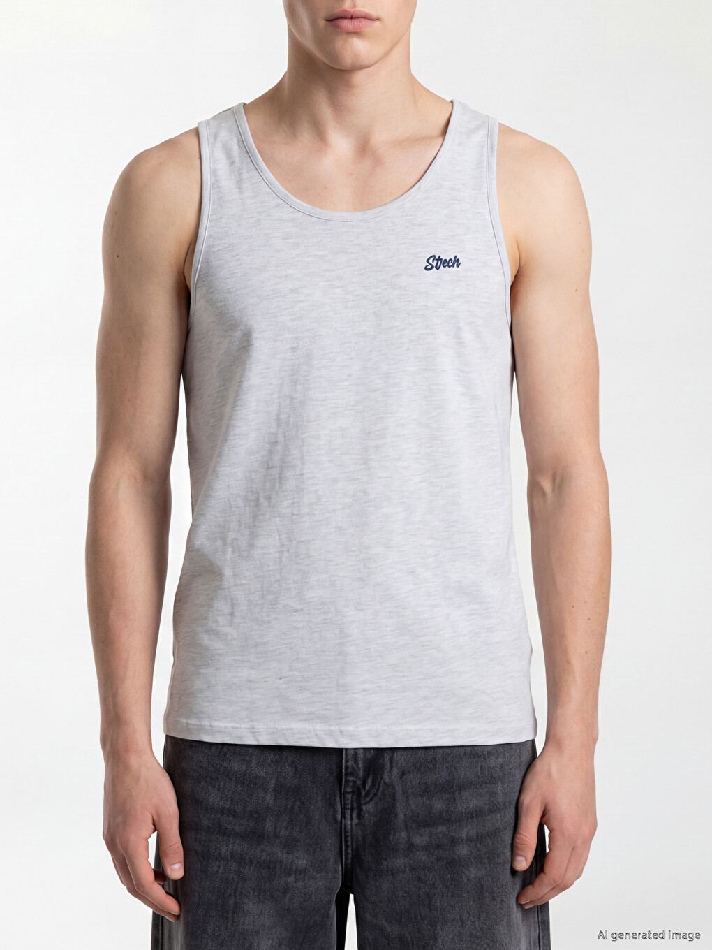 Crew Neck Embroidered Men's Sleeveless T-Shirt-2