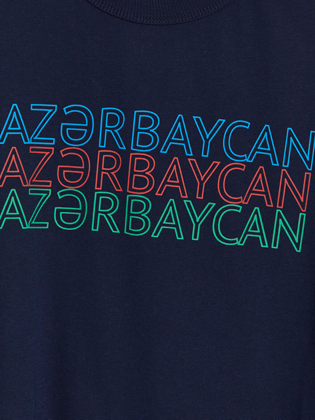Lacivert Azerbaycan Baskılı Erkek Çocuk Tişört-1