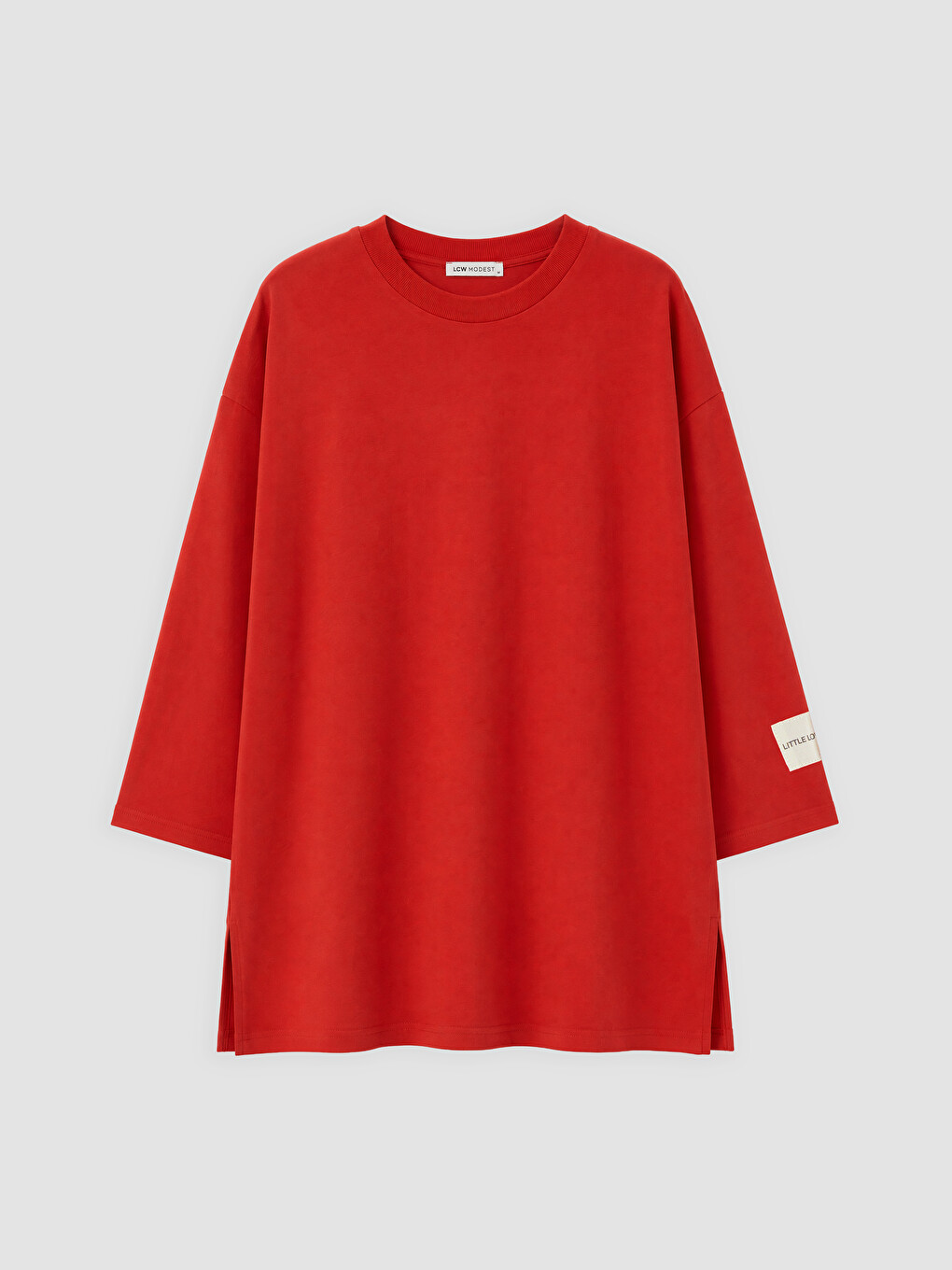 Kırmızı Bisiklet Yaka Kadın Sweatshirt Tunik-4