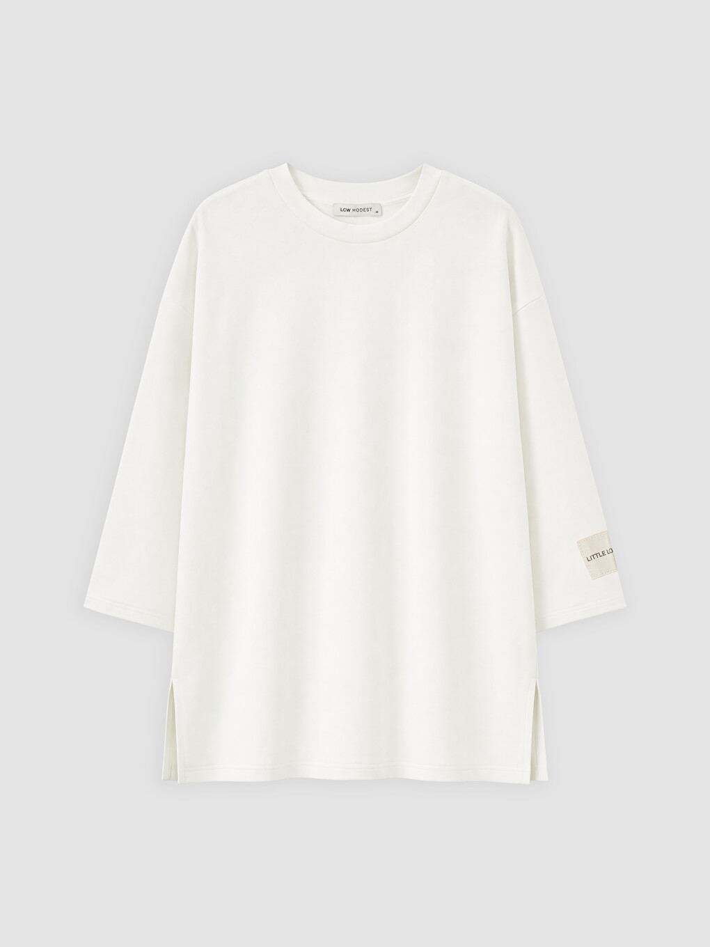 Beyaz Bisiklet Yaka Kadın Sweatshirt Tunik-4