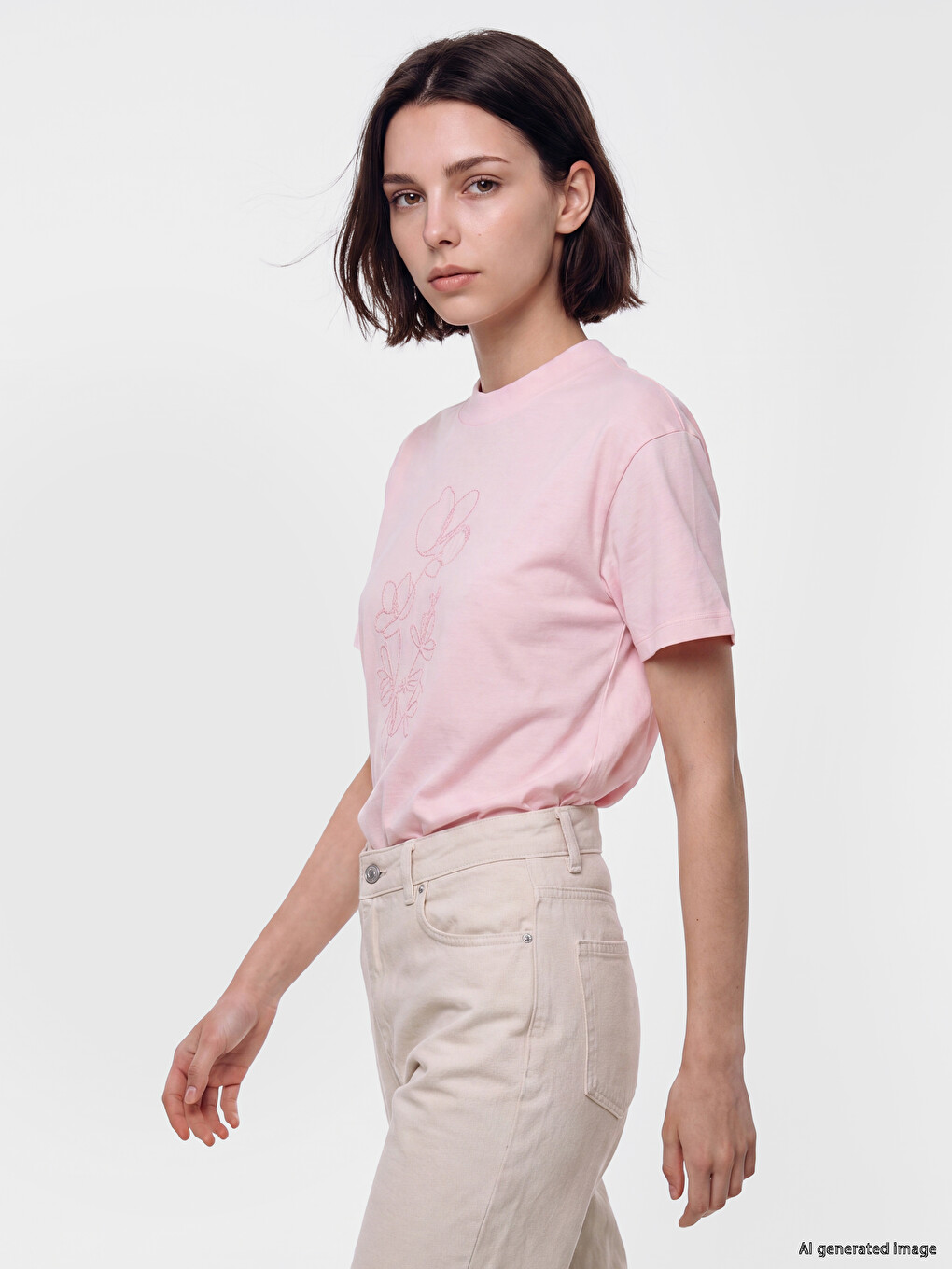 Embroidered 100% Cotton Women's T-shirt