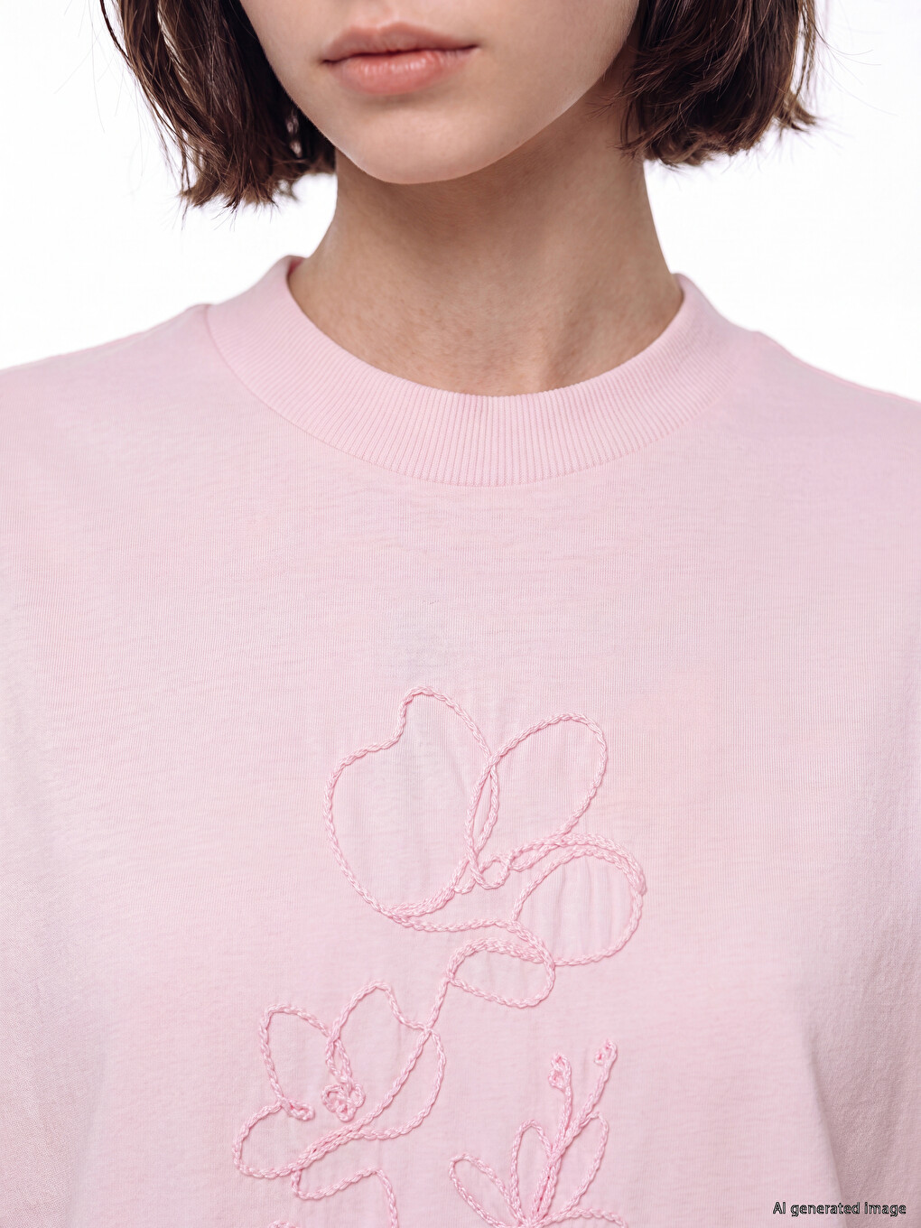 Embroidered 100% Cotton Women's T-shirt-2