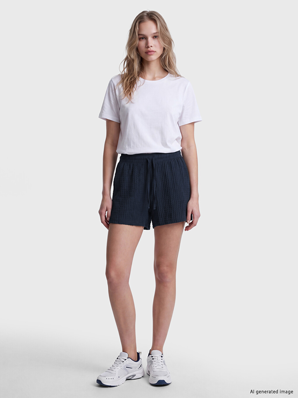 Elastic Waist Textured Women's Shorts