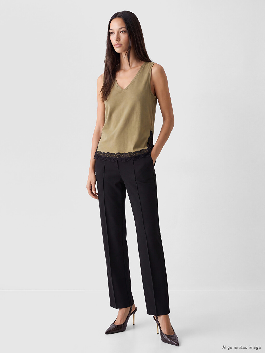 V Neck Soft Touch Lace Blouse-1