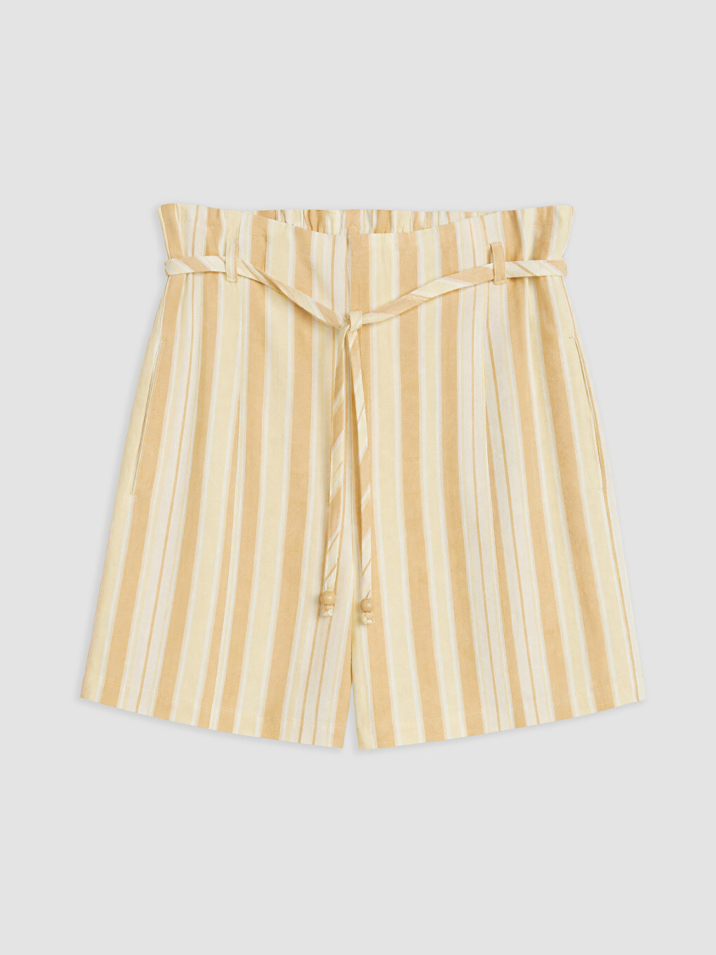 Elastic Waist Striped Sashed Women's Shorts-4