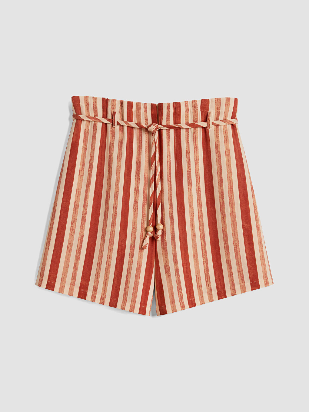 Elastic Waist Striped Sashed Women's Shorts-4