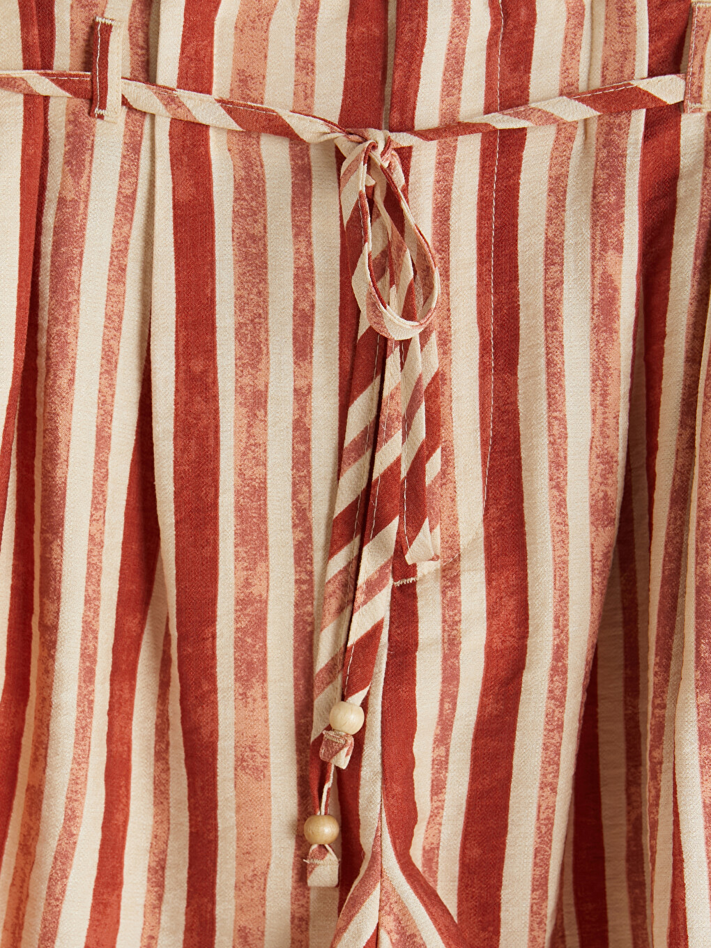 Elastic Waist Striped Sashed Women's Shorts-5