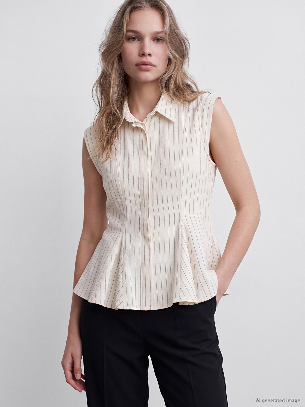 Striped Pleated Women's Shirt