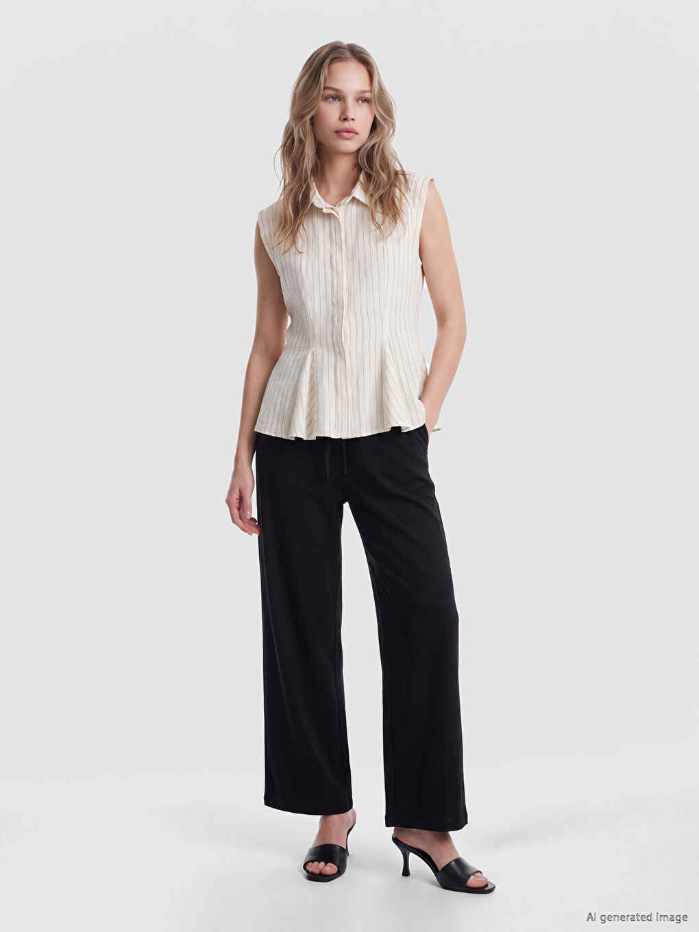 Striped Pleated Women's Shirt-1