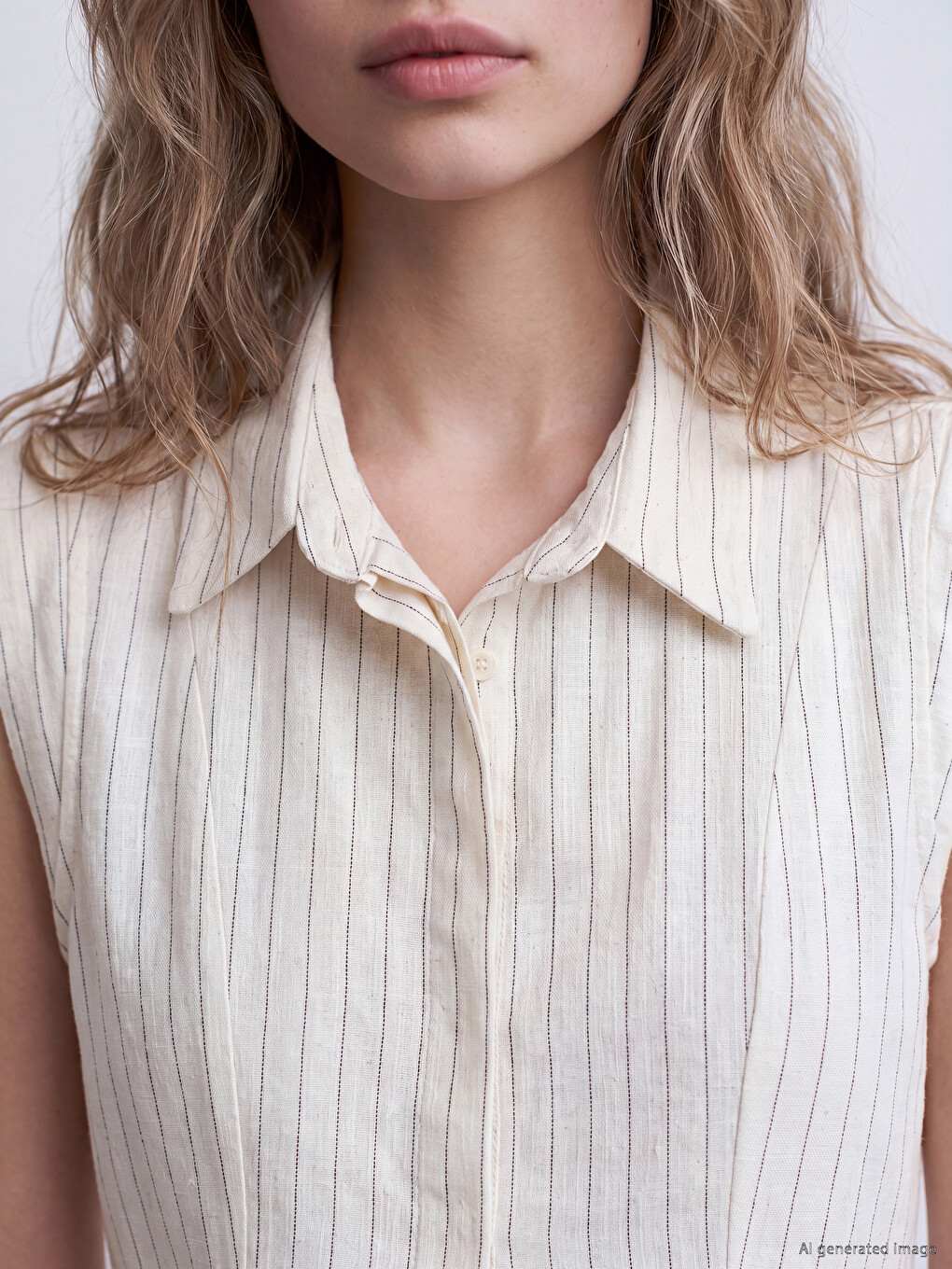 Striped Pleated Women's Shirt-2
