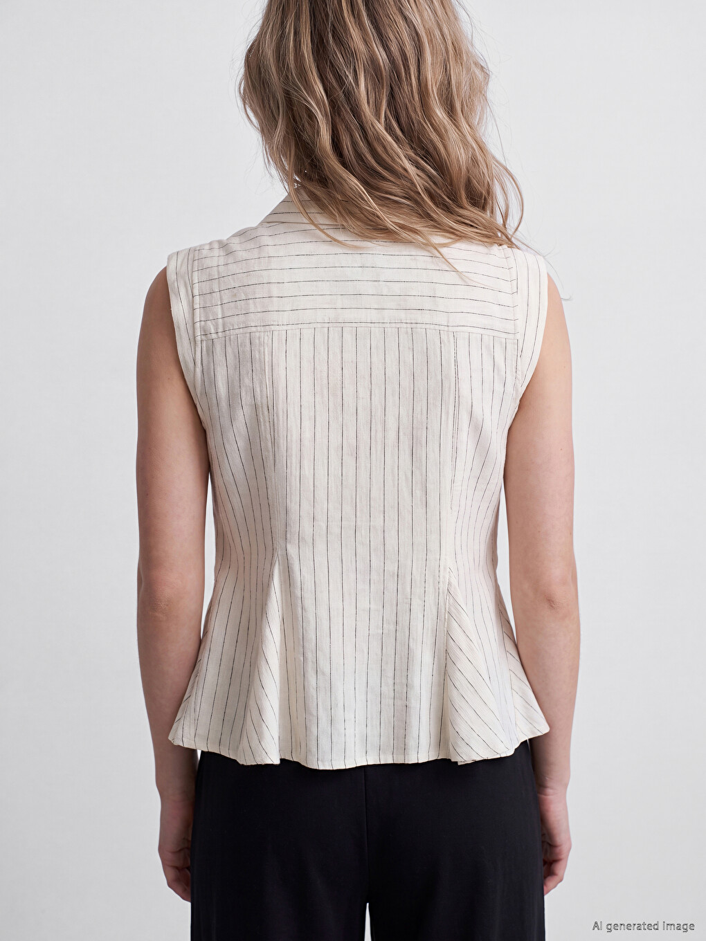 Striped Pleated Women's Shirt-3