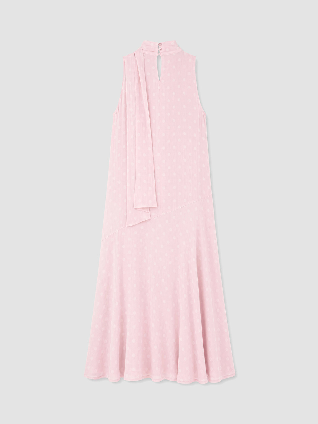 Pembe Dik Yaka Puantiyeli Elbise-3